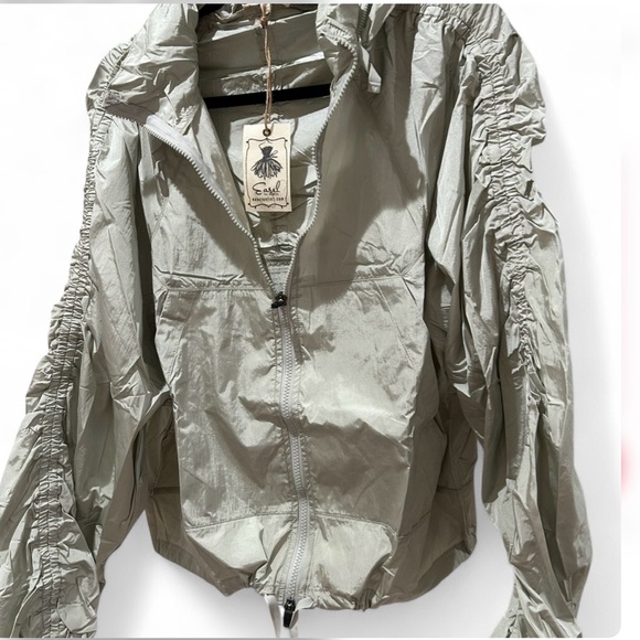 Easel Los Angeles Jackets & Blazers - EASEL  Parachute Women's Lt Gray Windbreaker Bomber Jacket Size M